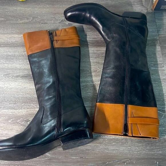 Ann Klein size 8 woman’s black/brown leather boots - Picture 7 of 12